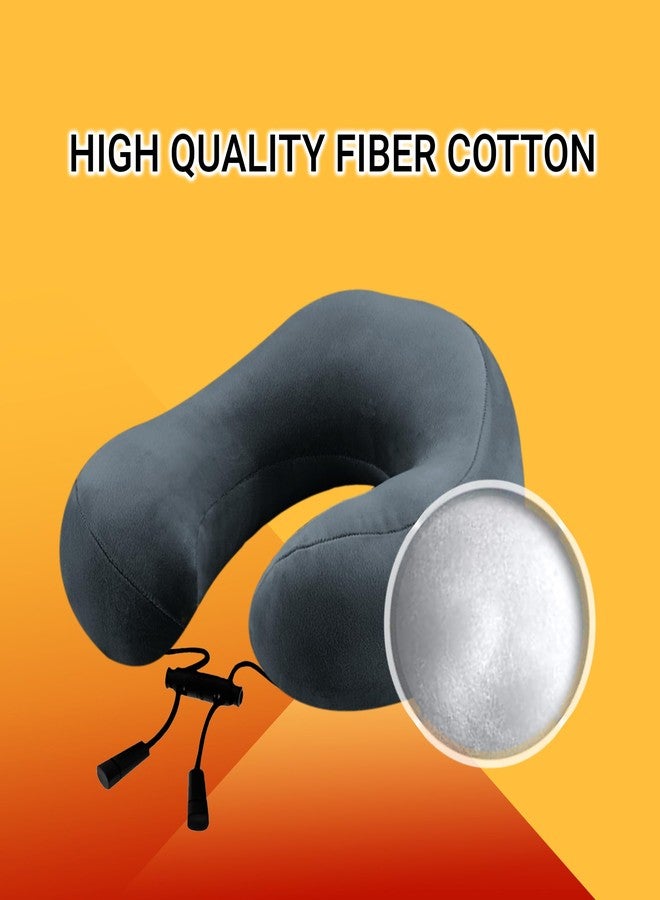 Billebon Super Soft Fiber Filled Neck Pillow for Travel Combo with Premium Eye Mask Neck Rest Pillow (Grey with Eye Mask) - Image 4